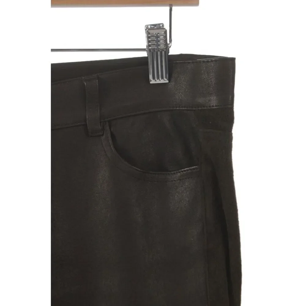 Vince Womens Ankle Leather Pants Brown 32 Inseam Button Closure Size 6